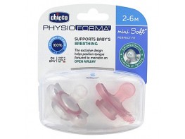Imagen del producto Chicco Physio Mini Soft chupete de silicona rosa 2u